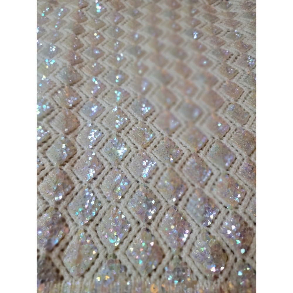 Boutique Internaationale Hand Decorated 100% wool Cropped Cardigan, Sequins A-25 - Picture 5 of 6